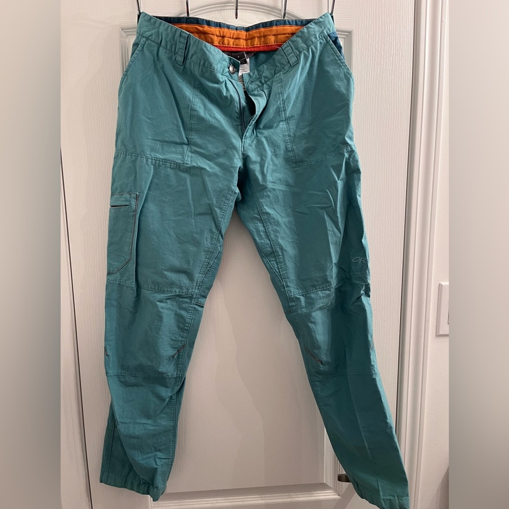 Size 8 sea glass colour Outdoor Research Quarry climbing pants - Picture 1 of 7